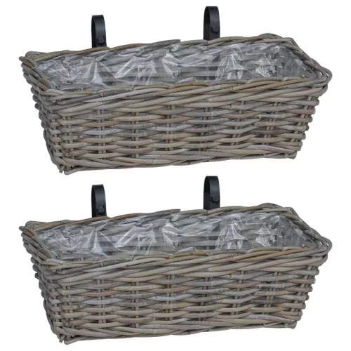  Függő virágcserép kosár tárolóval 2 pcs Szürke 48 x 22 x 15 cm