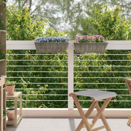  Függő virágcserép kosár tárolóval 2 pcs Szürke 48 x 22 x 15 cm