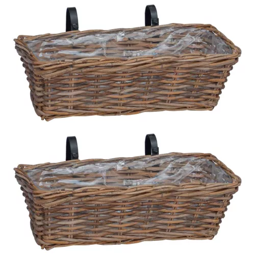  Függő virágcserép kosár tárolóval 2 pcs Barna 48 x 22 x 15 cm