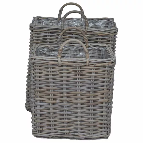  Virágágyás Kosár tárolóval 2 pcs Szürke Lacak Fonott