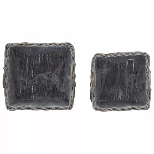  Virágágyás Kosár tárolóval 2 pcs Szürke Lacak Fonott