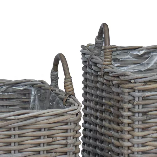  Virágágyás Kosár tárolóval 2 pcs Szürke Lacak Fonott