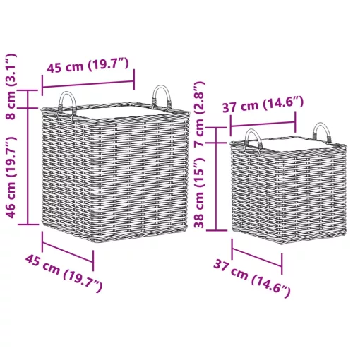  Virágágyás Kosár tárolóval 2 pcs Szürke Lacak Fonott