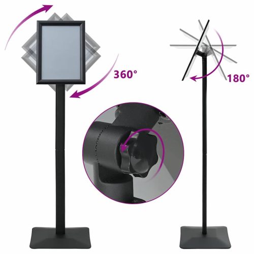  Pedestal poszter állvány Fekete a4 Alumínium és PVC