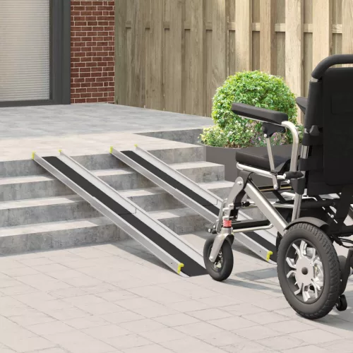  Kerekesszék Rámpa 2 pcs Fekete 184,5 x 18,5 x 5 cm Alumínium