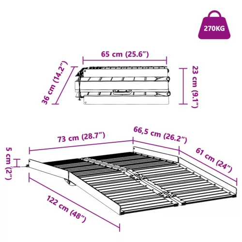  Kerekesszék rámpa Ezüst 122 x 73,5 x 11 cm Alumínium