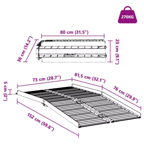 Kerekesszék rámpa Ezüst 152 x 73 x 11 cm Alumínium