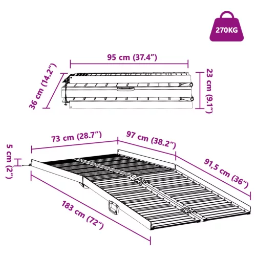  Kerekesszék rámpa Ezüst 183 x 73 x 11 cm Alumínium