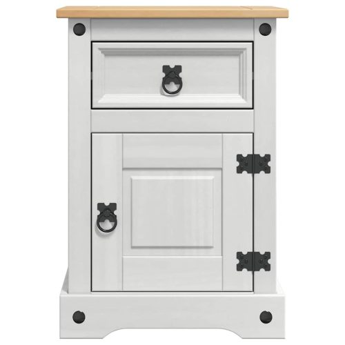  Éjjeli asztal fiókkal Fehér 45 x 35 x 64 cm Tömör fenyőfa