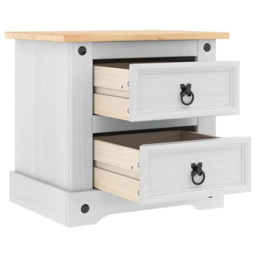  Éjjeli asztal fiókkal Fehér 53 x 39 x 47 cm Tömör fenyőfa