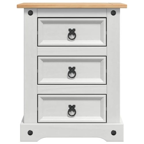  Éjjeli asztal fiókkal Fehér 53 x 39 x 66 cm Tömör fenyőfa