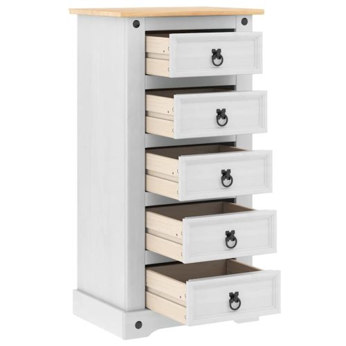  Éjjeli asztal fiókkal Fehér 53 x 39 x 103 cm Tömör fenyőfa