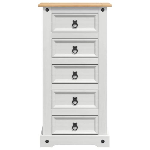  Éjjeli asztal fiókkal Fehér 53 x 39 x 103 cm Tömör fenyőfa