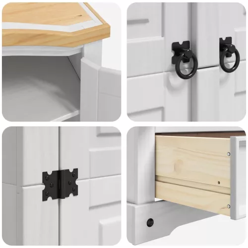  Ruhásszekrény fiókkal Fehér 101 x 52 x 170 cm Tömör fenyőfa