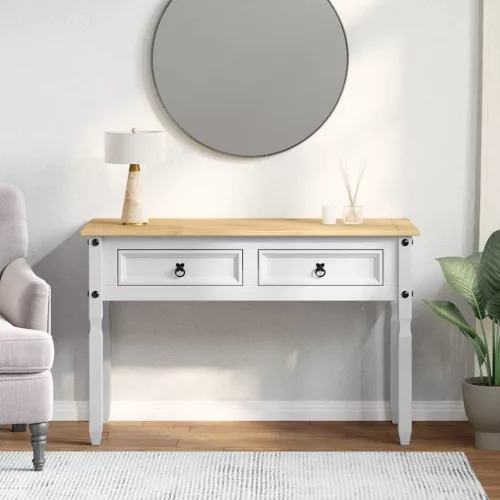  Végasztal fiókkal Fehér 115 x 46 x 73 cm Tömör fenyőfa