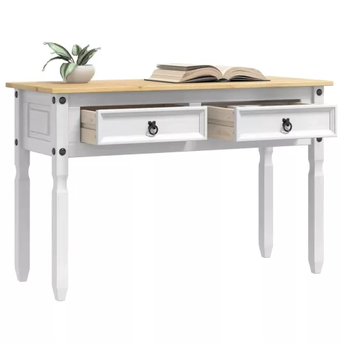  Végasztal fiókkal Fehér 115 x 46 x 73 cm Tömör fenyőfa