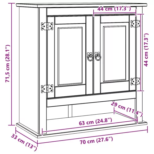  Függő szekrény Corona Fehér 70 x 33 x 71,5 cm Tömör fenyőfa