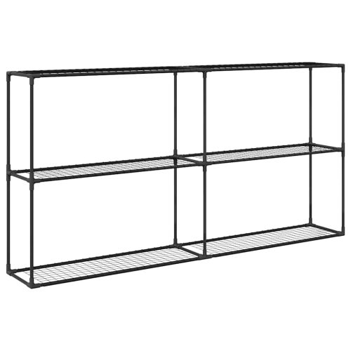  3-szintes növénypolc tárolóval Fekete 200 x 32 x 104 cm Acél