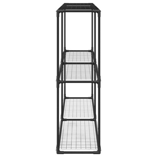  3-szintes növénypolc tárolóval Fekete 200 x 32 x 104 cm Acél