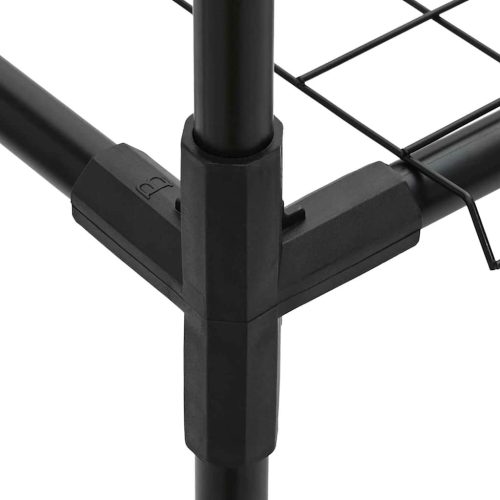  3-szintes növénypolc tárolóval Fekete 200 x 32 x 104 cm Acél