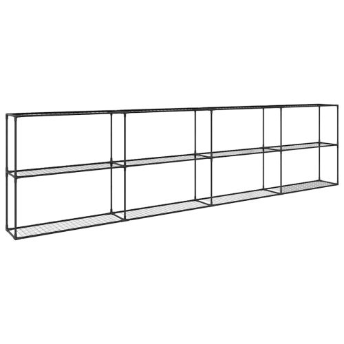  3-szintes növénypolc tárolóval Fekete 400 x 32 x 104 cm Acél