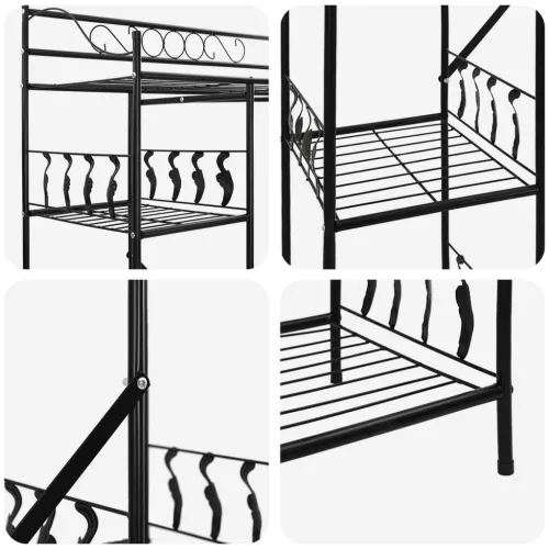  Nyitott Szekrény polcokkal Fekete 100 x 43 x 188 cm Acél