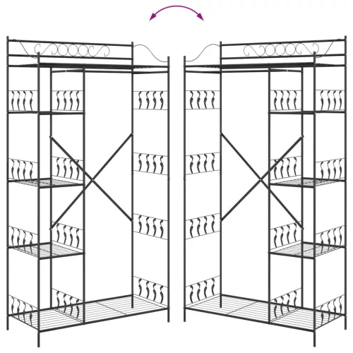  Nyitott Szekrény polcokkal Fekete 100 x 43 x 188 cm Acél