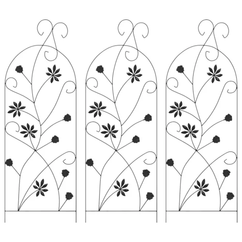  Kerti Kerítés 3 pcs Fekete 112 x 40 cm Acél