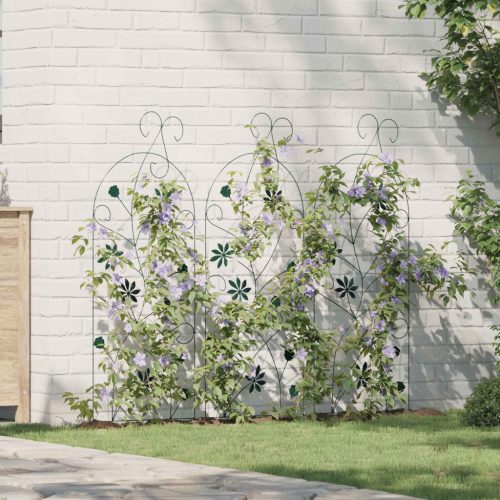  Kerti Kerítés Rács 3 pcs Zöld 112 x 40 cm Acél