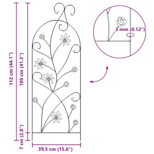  Kerti Kerítés Rács 3 pcs Zöld 112 x 40 cm Acél