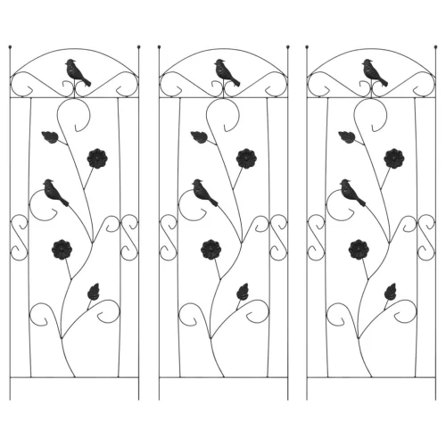  Kerti Kerítés Rács 3 pcs Fekete 112 x 40 cm Acél