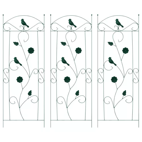  Kerti Kerítés Rács 3 pcs Zöld 112 x 40 cm Acél