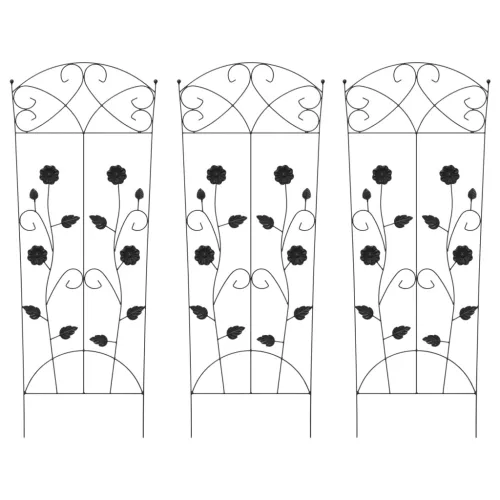  Kerti Kerítés Rács 3 pcs Fekete 112 x 40 cm Acél