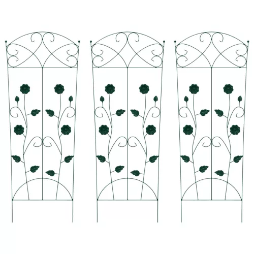  Kerti Kerítés Rács 3 pcs Zöld 112 x 40 cm Acél