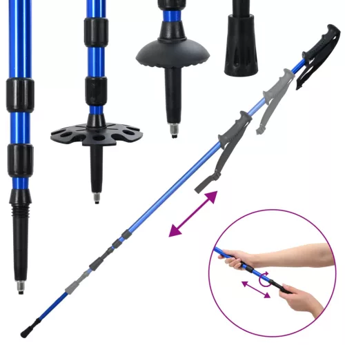  3 az 1-ben hólánc túrabotokkal Kék 25 hüvelyk Alumínium és HDPE