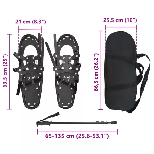  3 az 1-ben hólánc túrabotokkal Fekete 25 hüvelyk