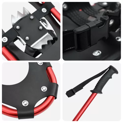  3 az 1-ben hólánc túrabotokkal Piros és Fekete 30 hüvelyk