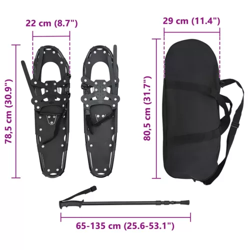  3 az 1-ben hólánc túrabotokkal Fekete 30 hüvelyk