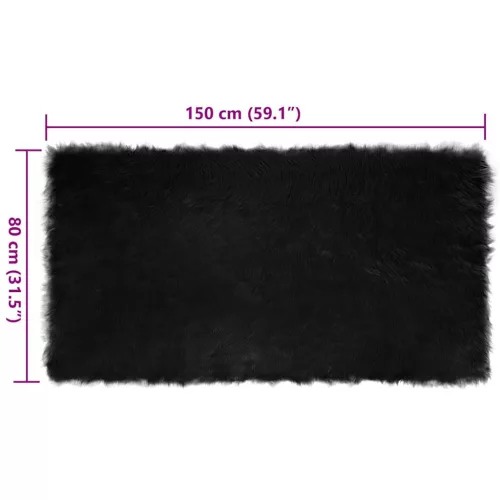  Műbárány szőnyeg Fekete 80 x 150 cm Poliészter