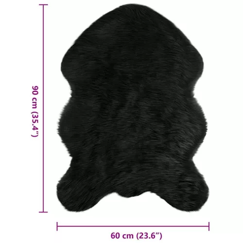  Műbárány szőnyeg Fekete 60 x 90 cm Poliészter
