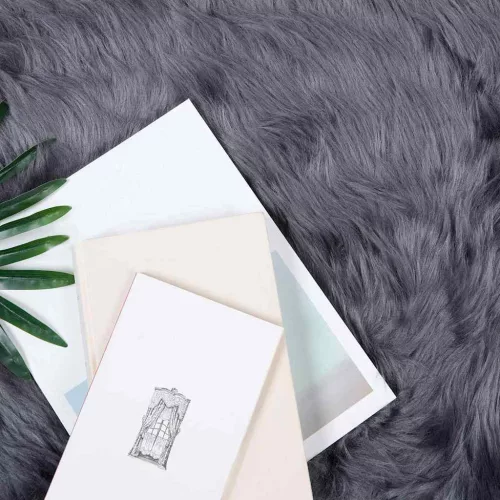  Műbárány szőnyeg Antracit 240 x 240 cm Poliészter