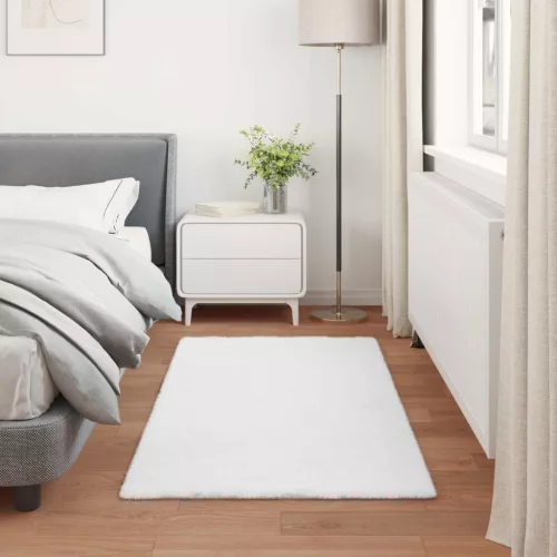  Mű Nyúl Szőr Szőnyeg Olite Fehér 60 x 110 cm Poliészter