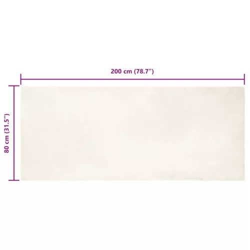 Mű Nyúl Szőr Szőnyeg Fehér 80 x 200 cm Poliészter