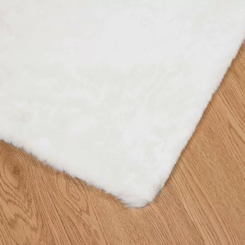  Mű Nyúl Szőr Szőnyeg Olite Fehér 100 x 200 cm Poliészter