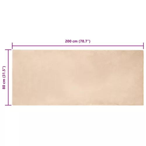  Mű Nyúl Szőr Szőnyeg Bézs 80 x 200 cm Poliészter