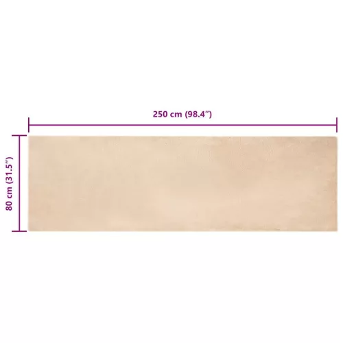  Mű Nyúl Szőr Szőnyeg Bézs 80 x 250 cm Poliészter