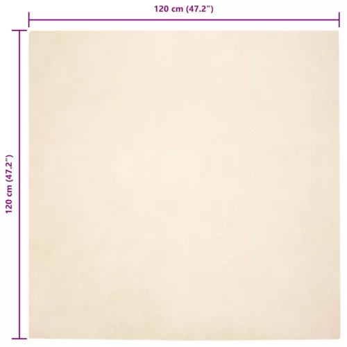  Mű Nyúl Szőr Szőnyeg Krém 120 x 120 cm Poliészter