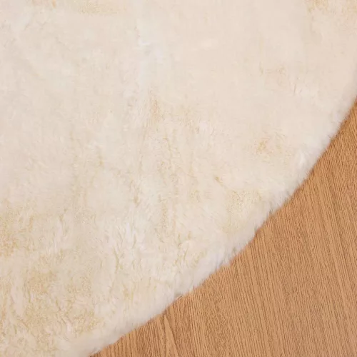  Mű Nyúl Szőr Szőnyeg Krém Ø 200 cm Poliészter