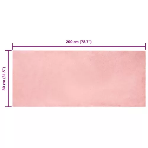  Mű Nyúl Szőr Szőnyeg Rózsaszín 80 x 200 cm Poliészter