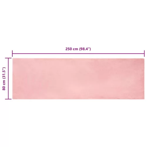  Mű Nyúl Szőr Szőnyeg Rózsaszín 80 x 250 cm Poliészter